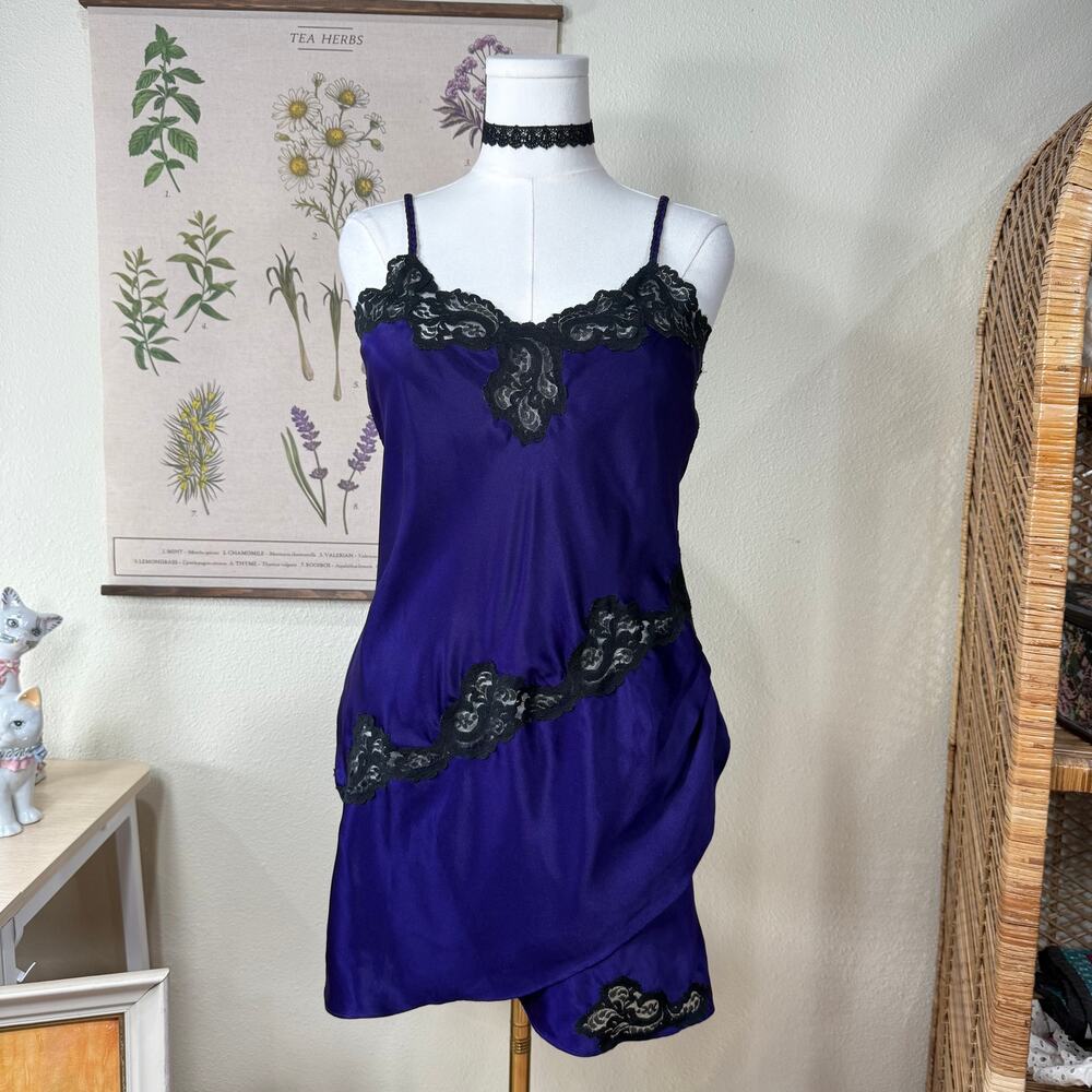 Vintage 90s Victorias Secret Gold Label Satin Lace Slip Dress Whimsigoth Sexy M